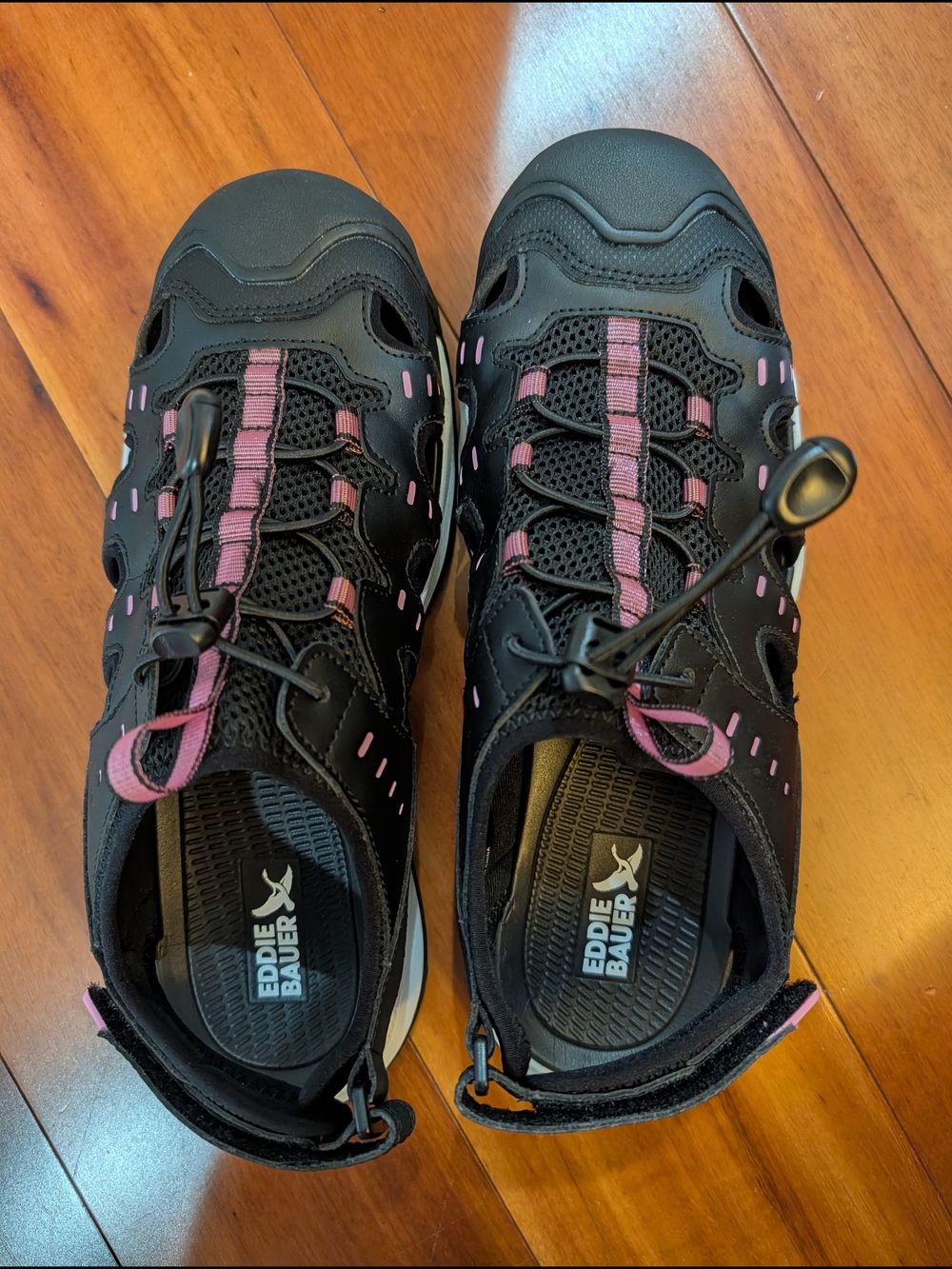 Eddie Bauer Black Water Sandal Sneakers with Pink Accents